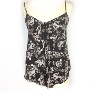 UO Silence & Noise Silk Camisole Brown and White M